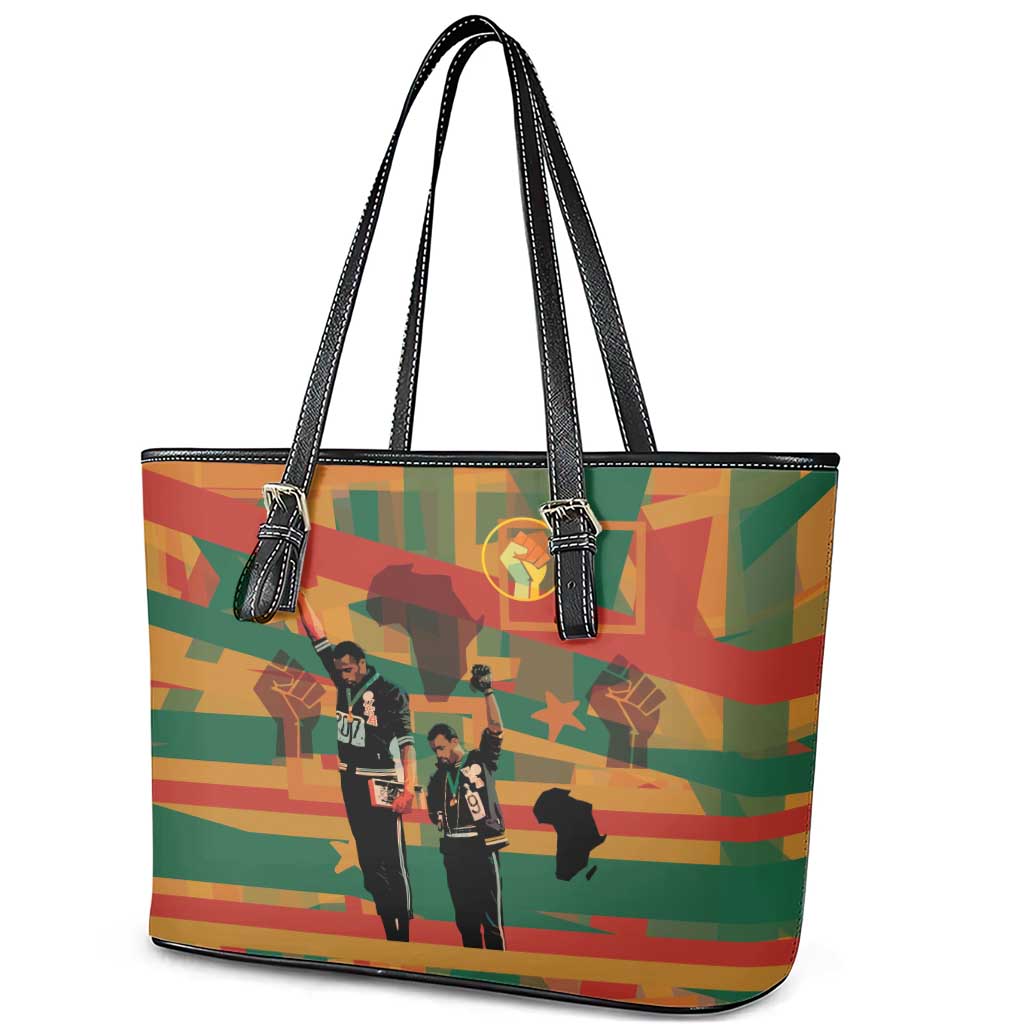 Black Power Fists of Freedom Leather Tote Bag African American 1968