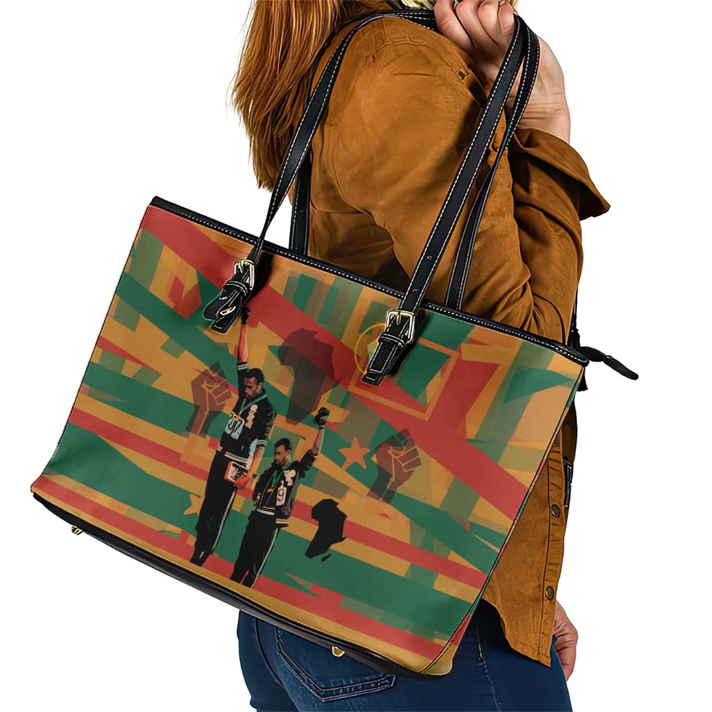 Black Power Fists of Freedom Leather Tote Bag African American 1968