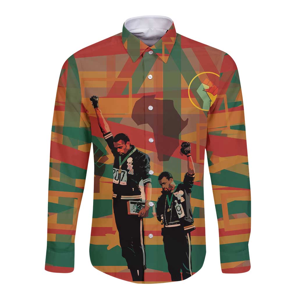 Black Power Fists of Freedom Long Sleeve Button Shirt African American 1968