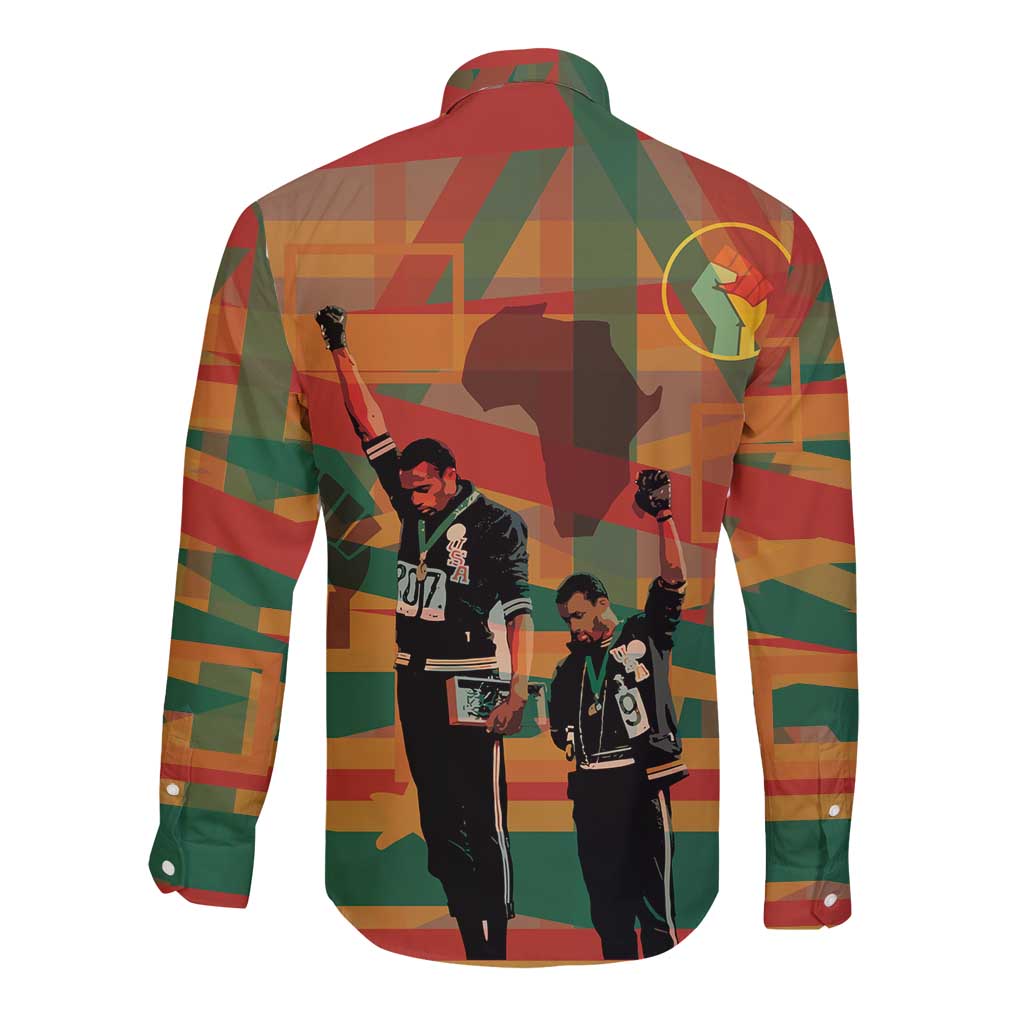 Black Power Fists of Freedom Long Sleeve Button Shirt African American 1968