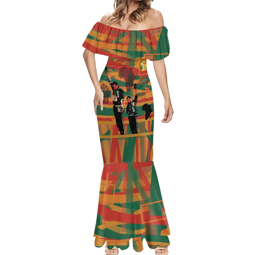 Black Power Fists of Freedom Mermaid Dress African American 1968