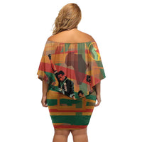 Black Power Fists of Freedom Off Shoulder Short Dress African American 1968