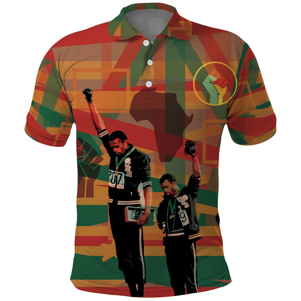 Black Power Fists of Freedom Polo Shirt African American 1968