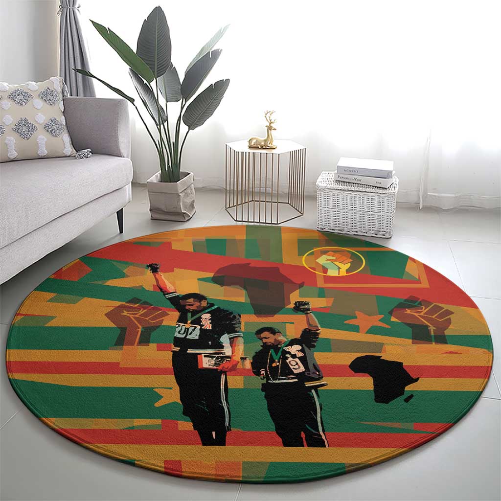 Black Power Fists of Freedom Round Carpet African American 1968