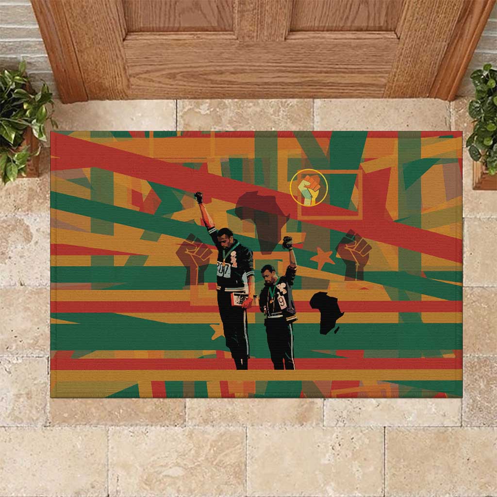 Black Power Fists of Freedom Rubber Doormat African American 1968