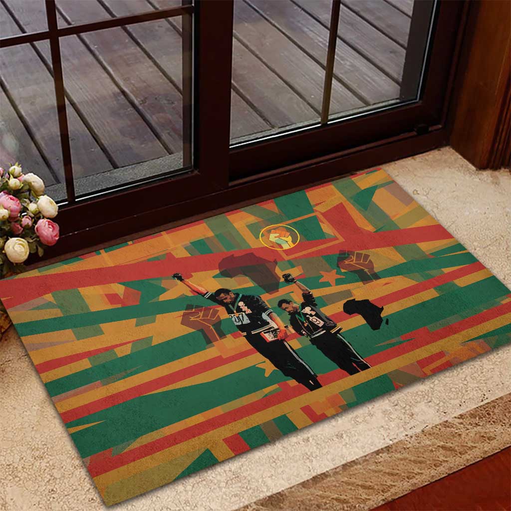 Black Power Fists of Freedom Rubber Doormat African American 1968