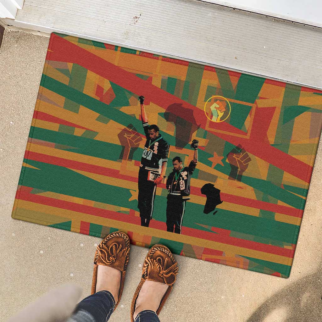 Black Power Fists of Freedom Rubber Doormat African American 1968