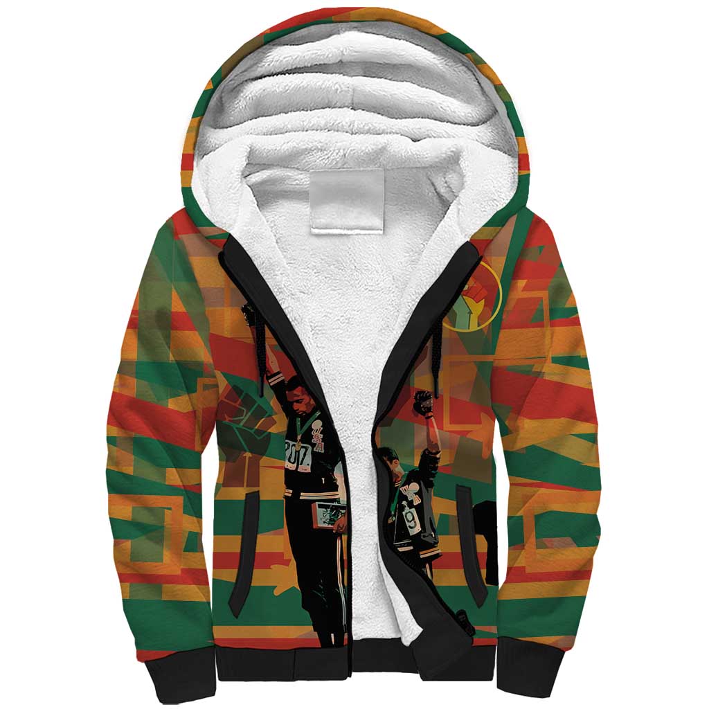 Black Power Fists of Freedom Sherpa Hoodie African American 1968