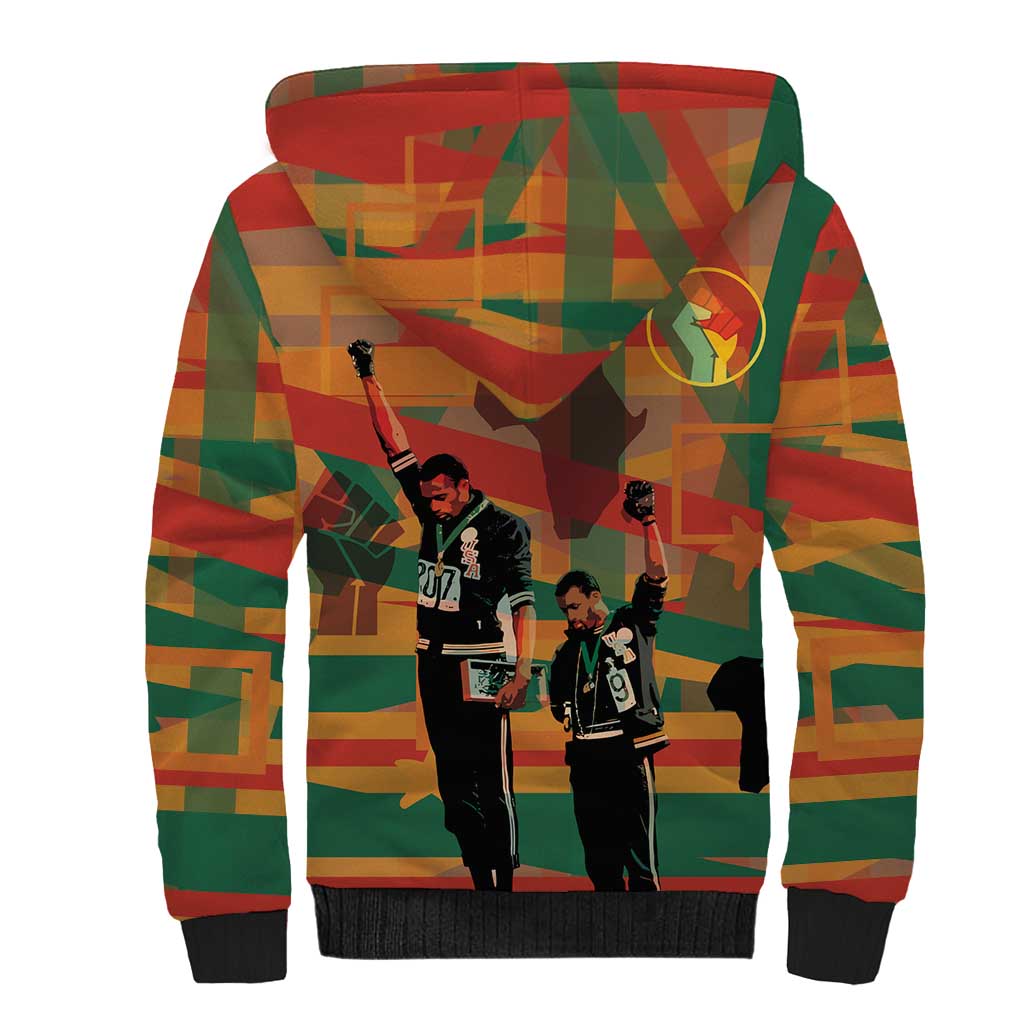 Black Power Fists of Freedom Sherpa Hoodie African American 1968