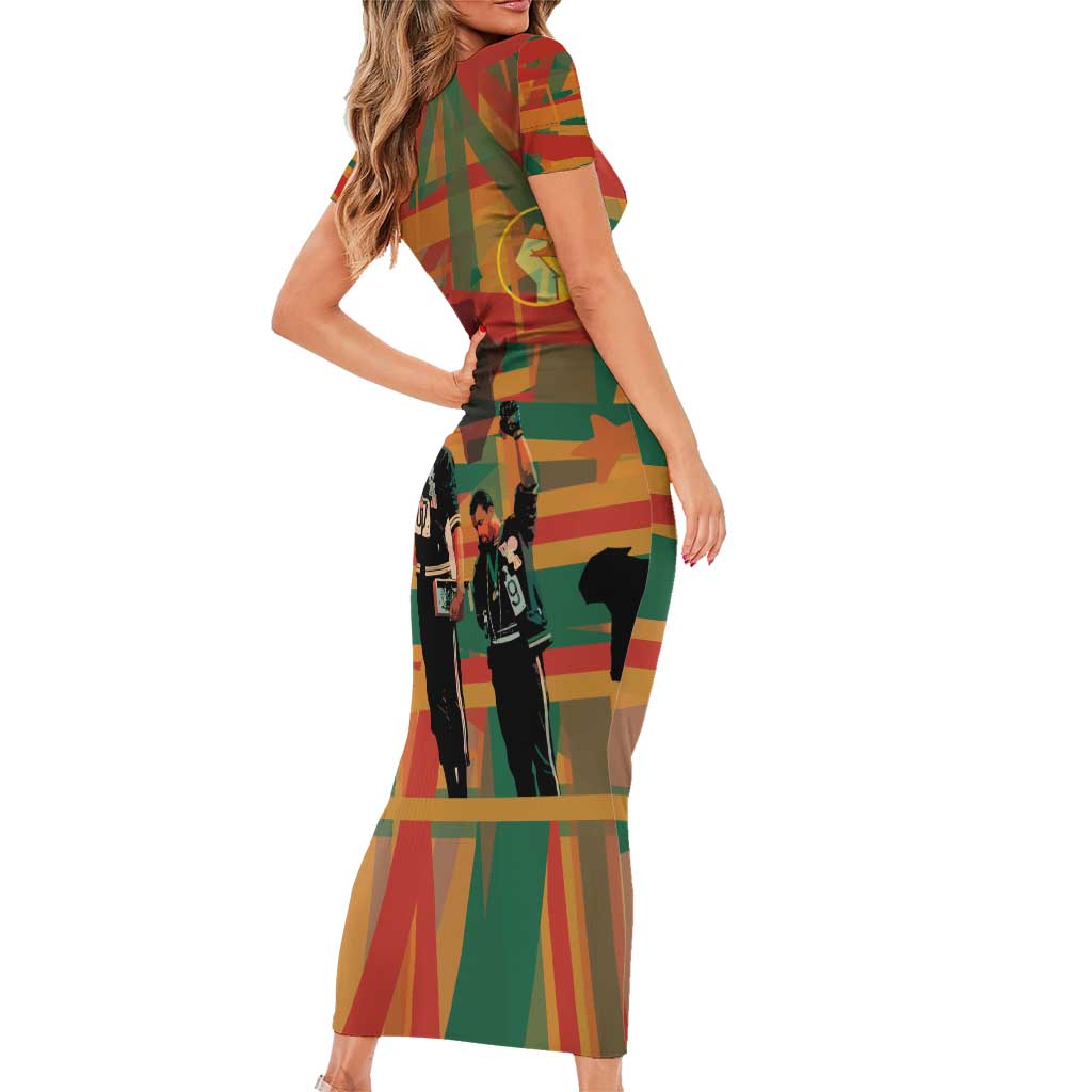 Black Power Fists of Freedom Short Sleeve Bodycon Dress African American 1968