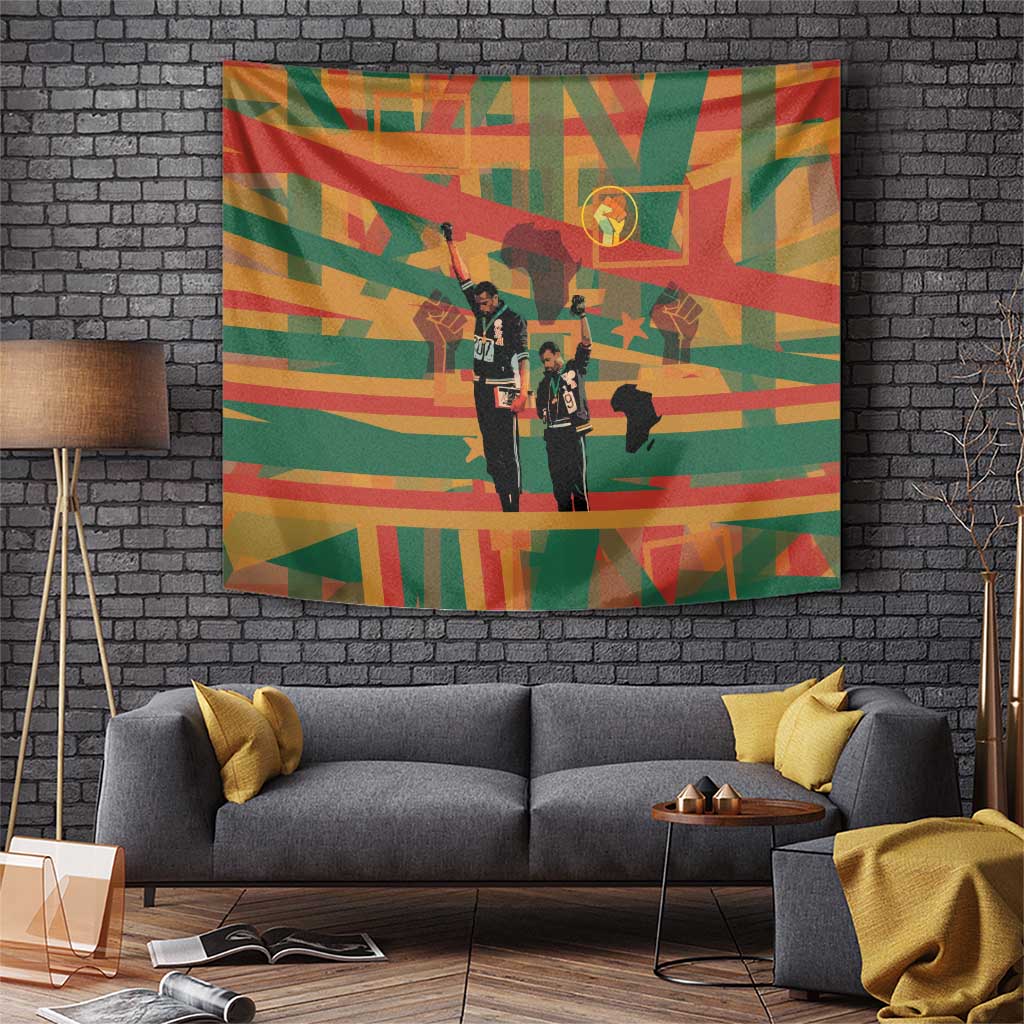 Black Power Fists of Freedom Tapestry African American 1968