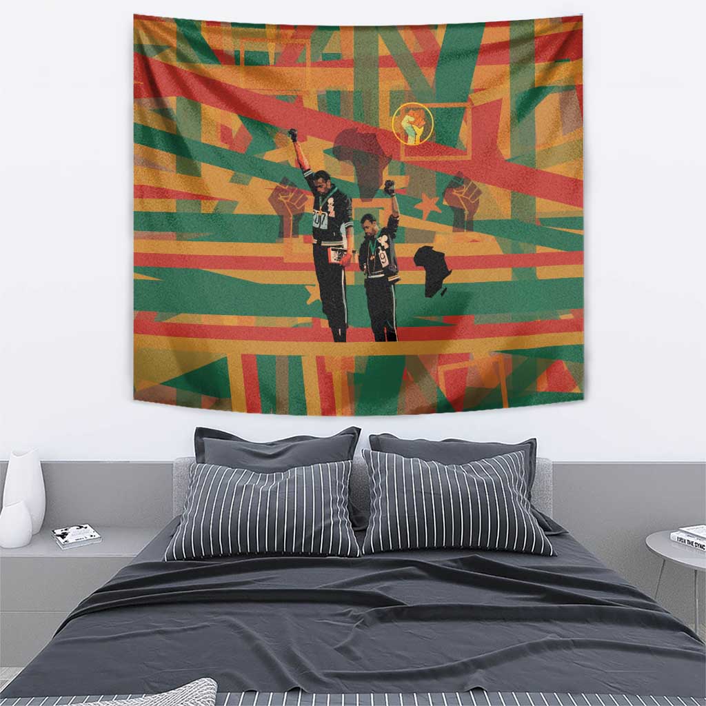 Black Power Fists of Freedom Tapestry African American 1968