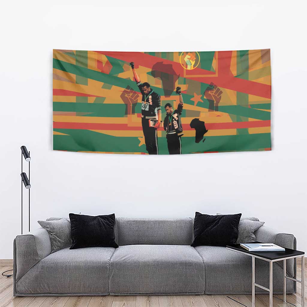 Black Power Fists of Freedom Tapestry African American 1968