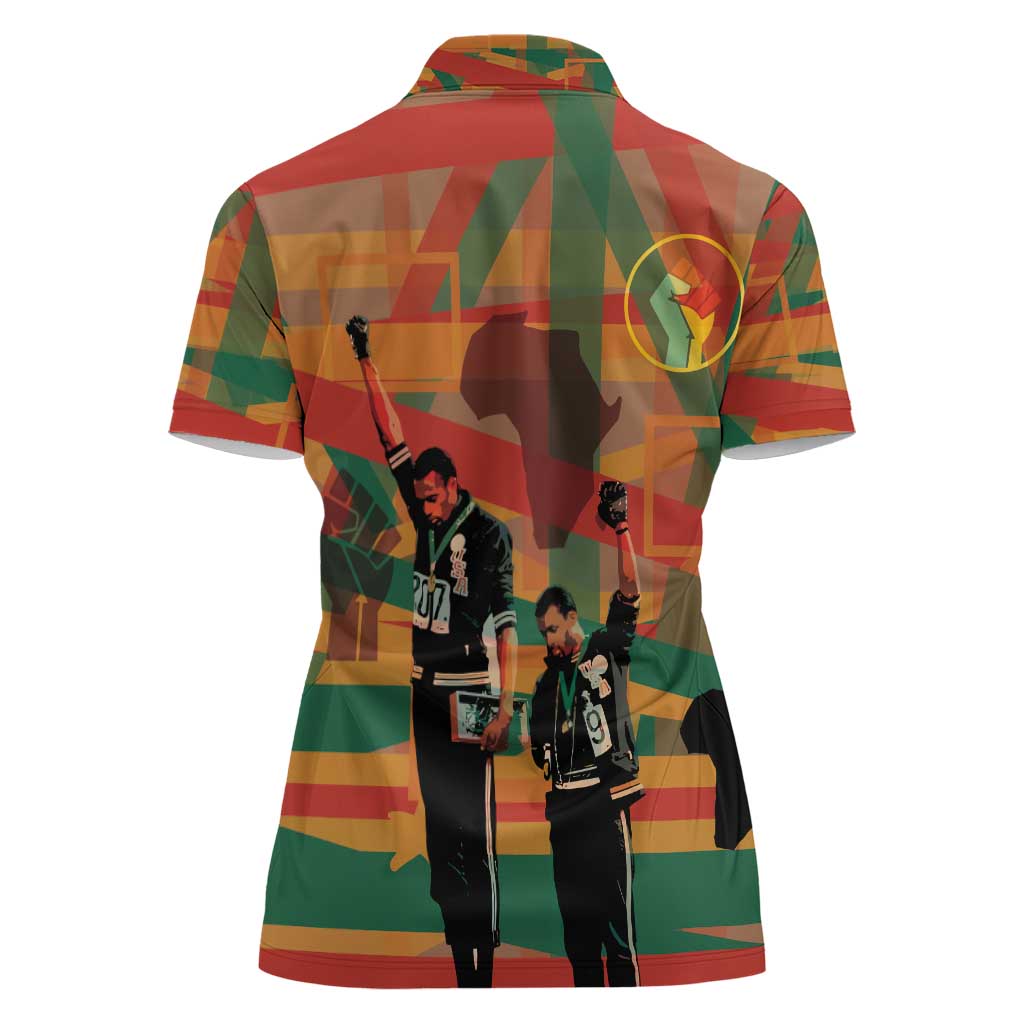 Black Power Fists of Freedom Women Polo Shirt African American 1968