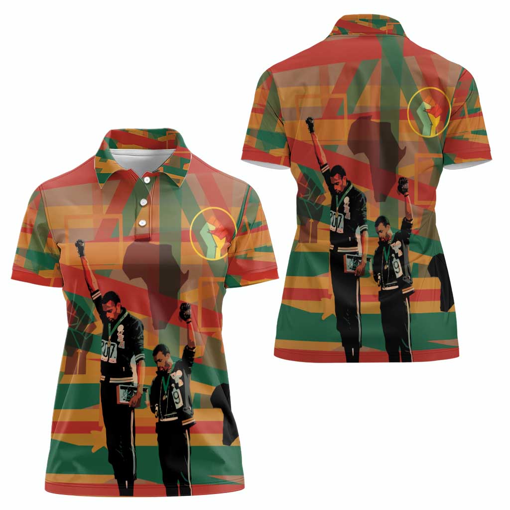 Black Power Fists of Freedom Women Polo Shirt African American 1968