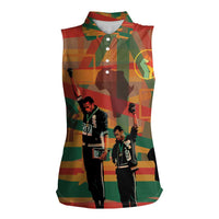 Black Power Fists of Freedom Women Sleeveless Polo Shirt African American 1968