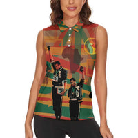 Black Power Fists of Freedom Women Sleeveless Polo Shirt African American 1968
