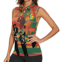 Black Power Fists of Freedom Women Sleeveless Polo Shirt African American 1968