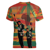 Black Power Fists of Freedom Women V-Neck T-Shirt African American 1968