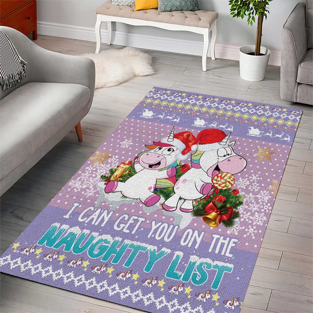Unicorn Naughty List Area Rug Christmas Funny - Wonder Print Shop