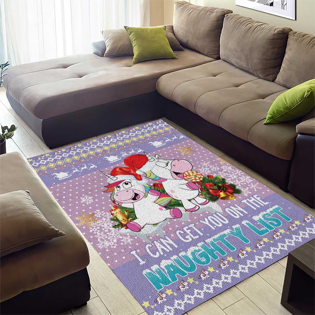 Unicorn Naughty List Area Rug Christmas Funny - Wonder Print Shop