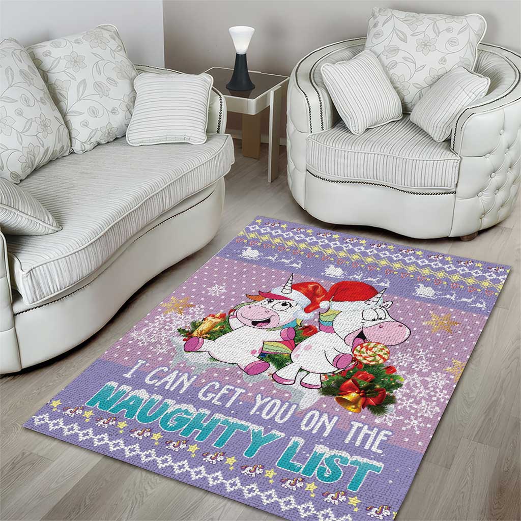 Unicorn Naughty List Area Rug Christmas Funny - Wonder Print Shop