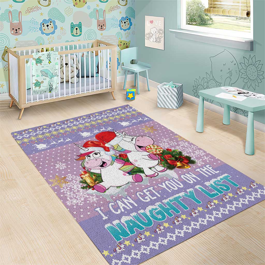 Unicorn Naughty List Area Rug Christmas Funny - Wonder Print Shop
