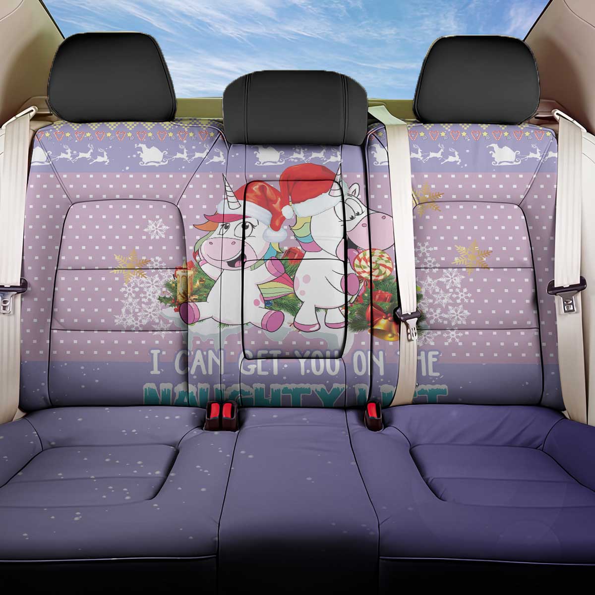 Unicorn Naughty List Back Car Seat Cover Christmas Funny - Wonder Print Shop