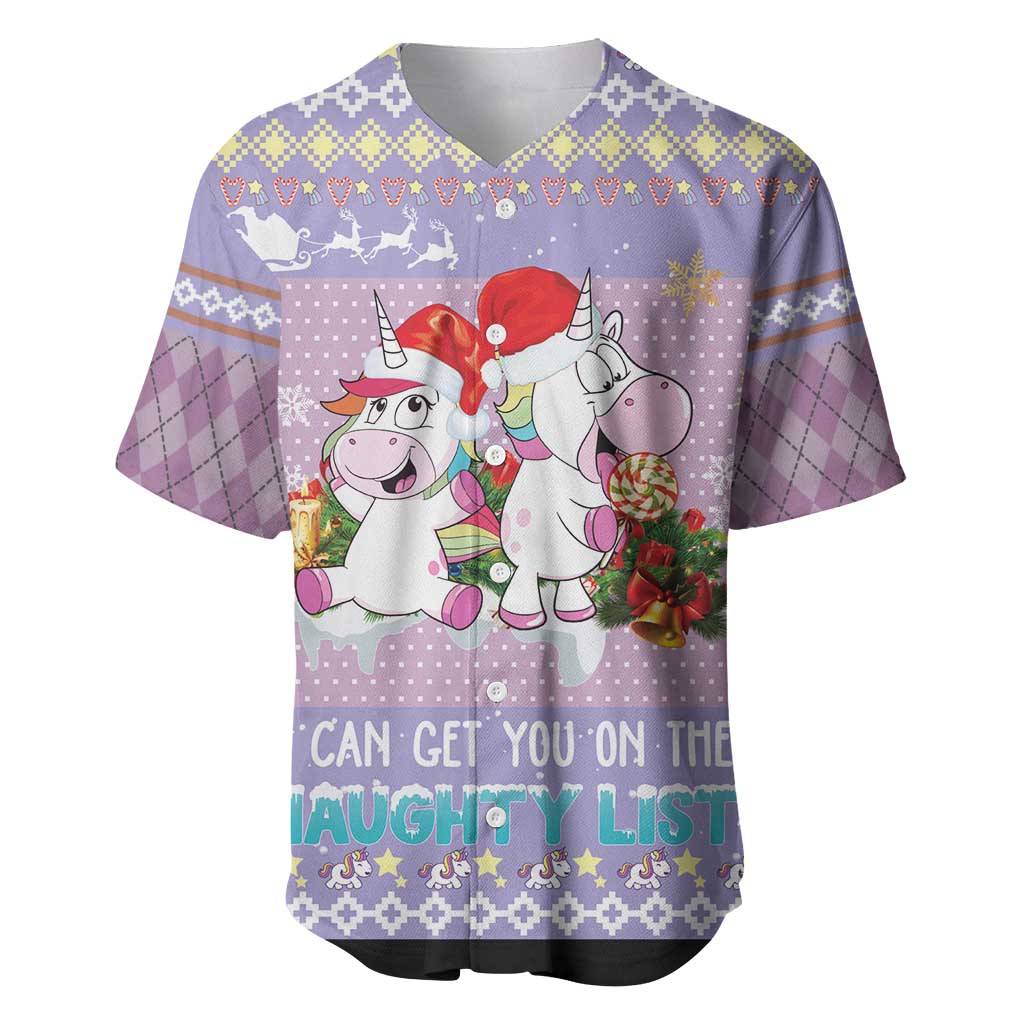 Unicorn Naughty List Baseball Jersey Christmas Funny - Wonder Print Shop