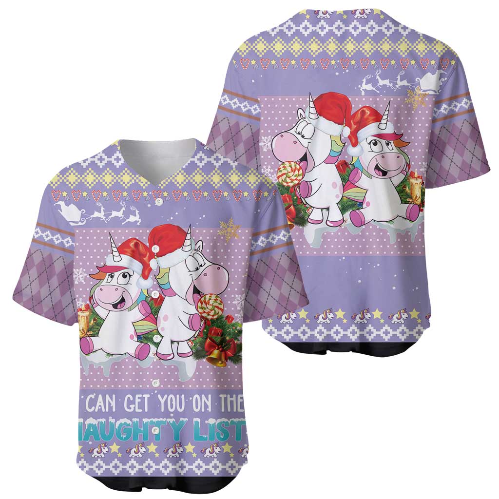 Unicorn Naughty List Baseball Jersey Christmas Funny - Wonder Print Shop