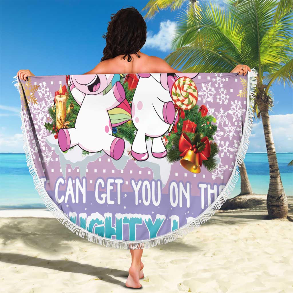 Unicorn Naughty List Beach Blanket Christmas Funny - Wonder Print Shop