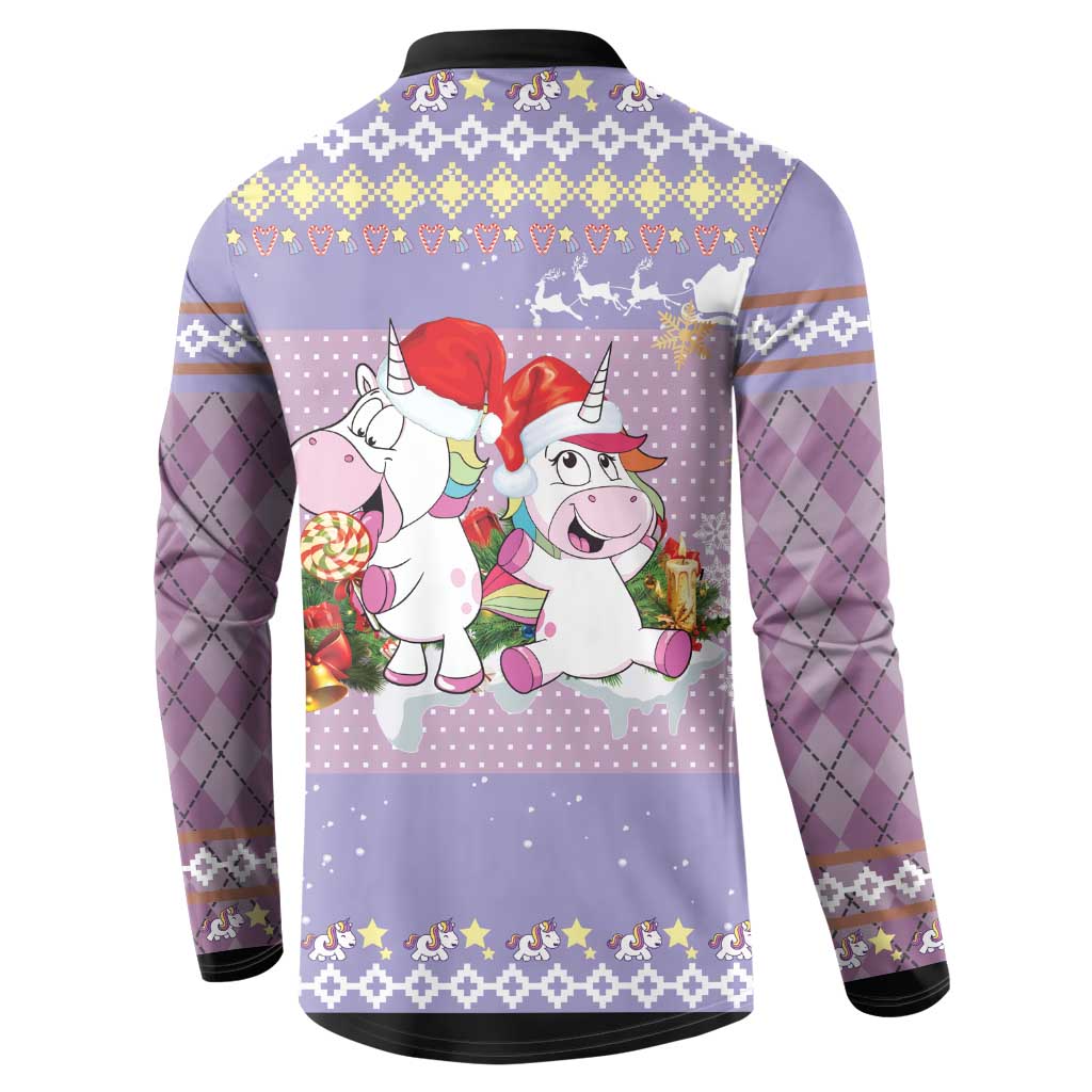 Unicorn Naughty List Button Sweatshirt Christmas Funny - Wonder Print Shop