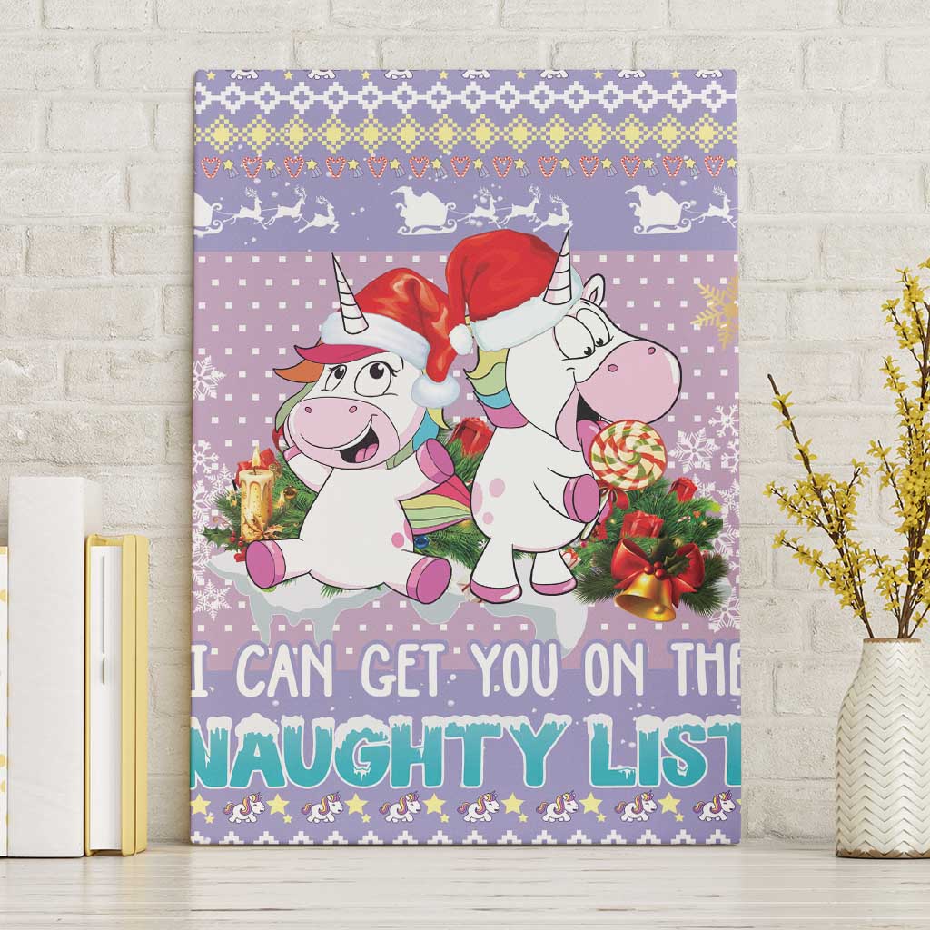 Unicorn Naughty List Canvas Wall Art Christmas Funny - Wonder Print Shop