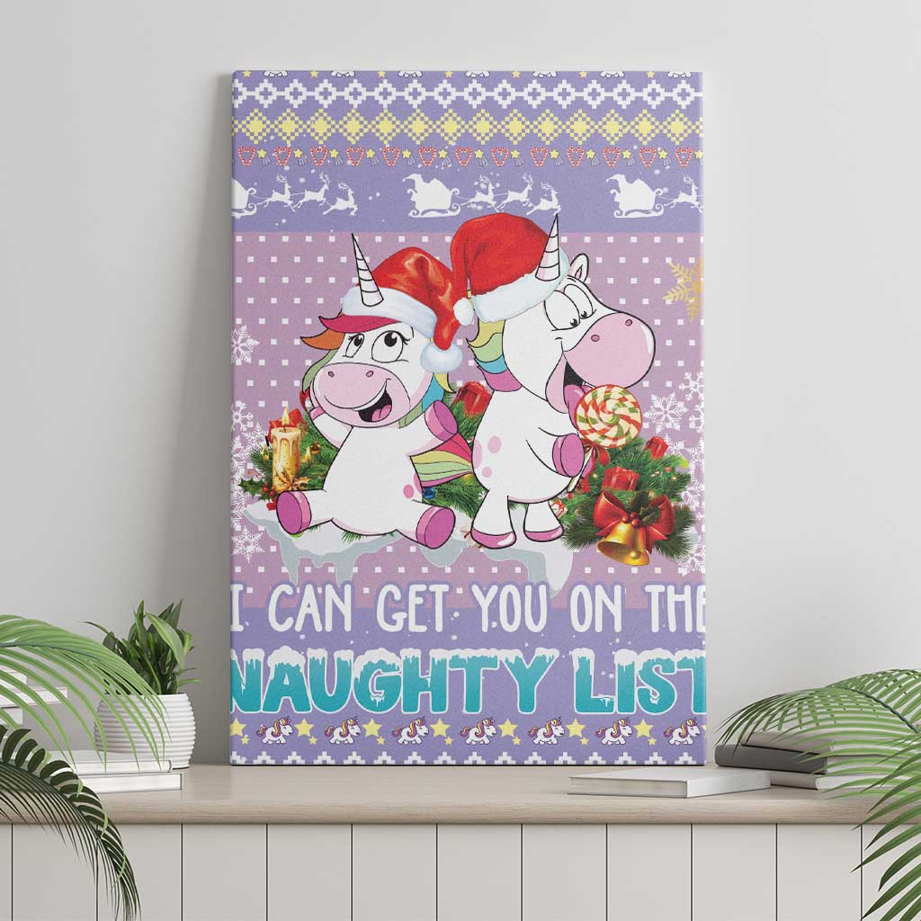 Unicorn Naughty List Canvas Wall Art Christmas Funny - Wonder Print Shop