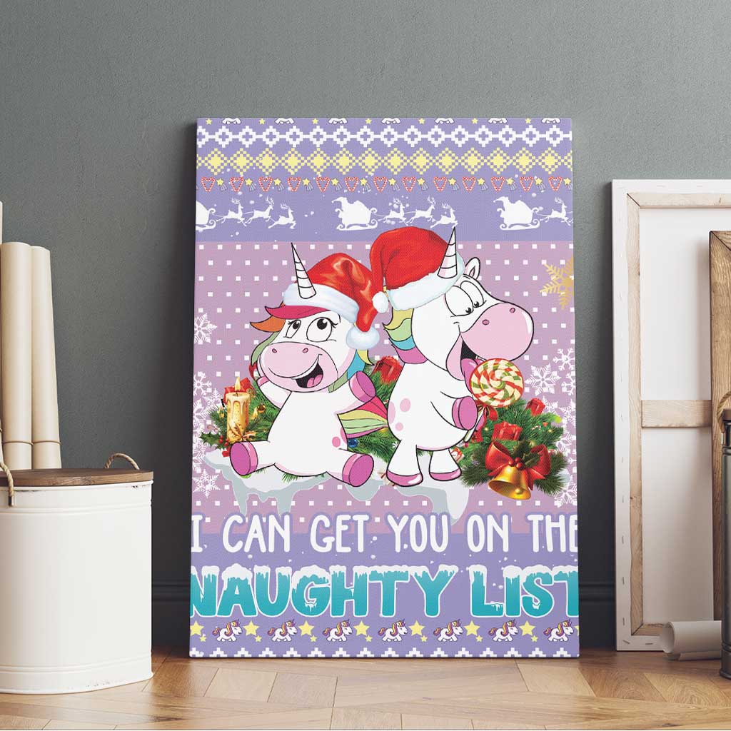 Unicorn Naughty List Canvas Wall Art Christmas Funny - Wonder Print Shop