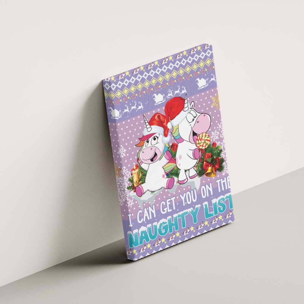 Unicorn Naughty List Canvas Wall Art Christmas Funny - Wonder Print Shop