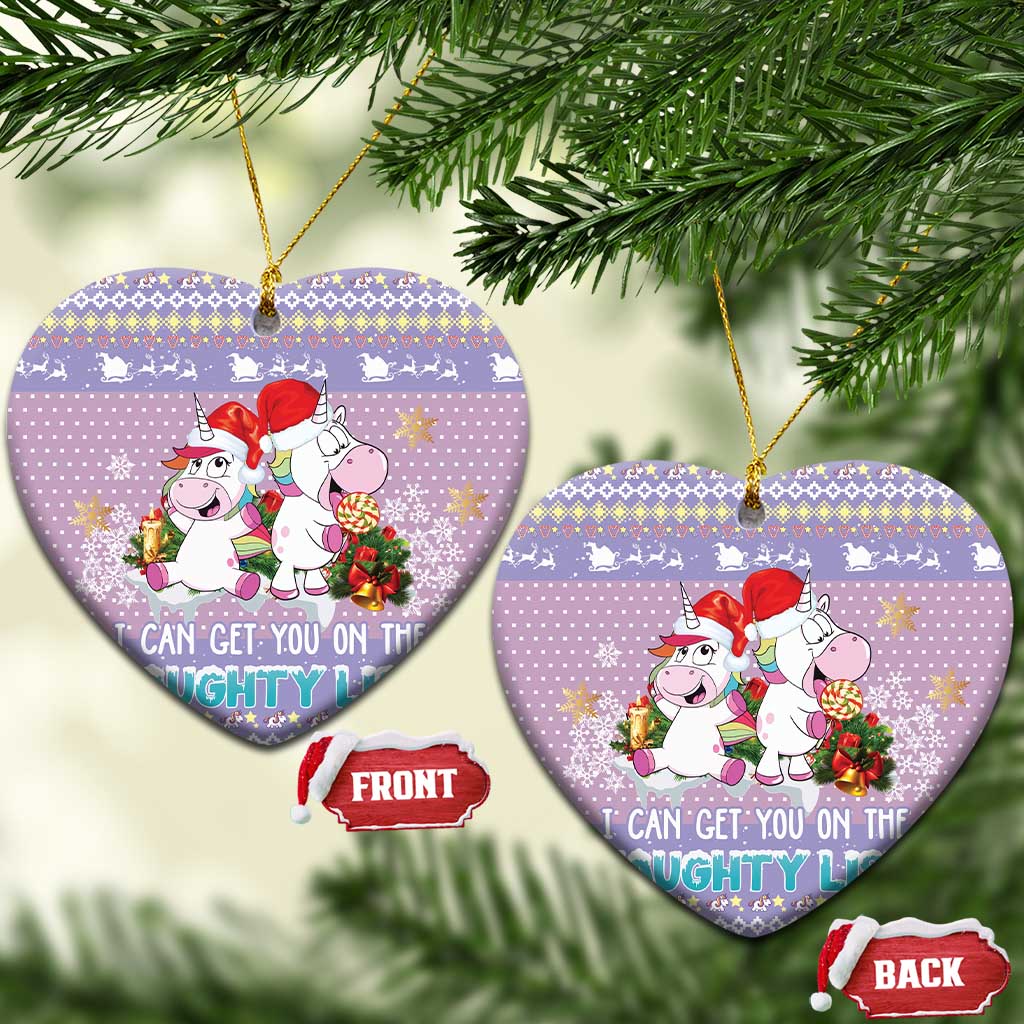 Unicorn Naughty List Ceramic Ornament Christmas Funny - Wonder Print Shop