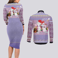 Unicorn Naughty List Couples Matching Long Sleeve Bodycon Dress and Long Sleeve Button Shirt Christmas Funny - Wonder Print Shop