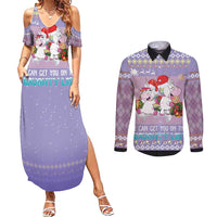 Unicorn Naughty List Couples Matching Summer Maxi Dress and Long Sleeve Button Shirt Christmas Funny - Wonder Print Shop