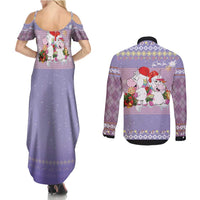 Unicorn Naughty List Couples Matching Summer Maxi Dress and Long Sleeve Button Shirt Christmas Funny - Wonder Print Shop