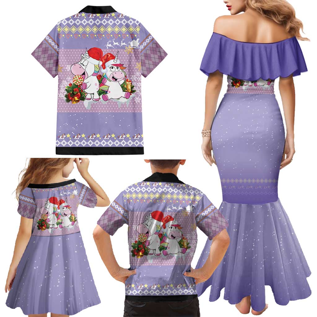 Unicorn Naughty List Family Matching Mermaid Dress and Hawaiian Shirt Christmas Funny - Wonder Print Shop