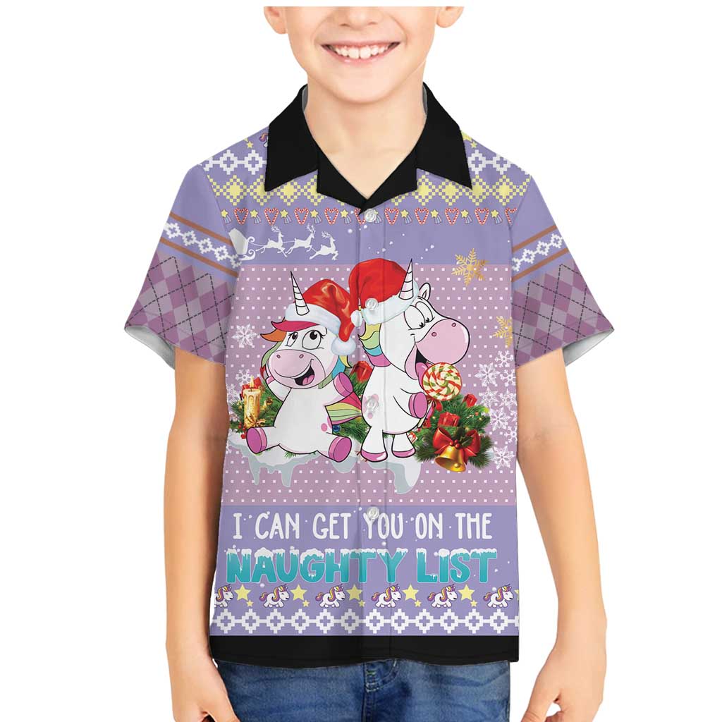 Unicorn Naughty List Family Matching Mermaid Dress and Hawaiian Shirt Christmas Funny - Wonder Print Shop