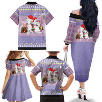 Unicorn Naughty List Family Matching Off The Shoulder Long Sleeve Dress and Hawaiian Shirt Christmas Funny - Wonder Print Shop