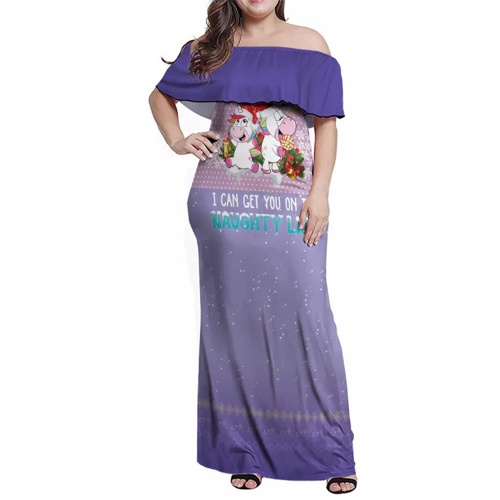 Unicorn Naughty List Family Matching Off Shoulder Maxi Dress and Hawaiian Shirt Christmas Funny - Wonder Print Shop