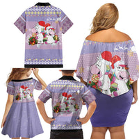 Unicorn Naughty List Family Matching Off Shoulder Short Dress and Hawaiian Shirt Christmas Funny - Wonder Print Shop