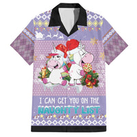 Unicorn Naughty List Family Matching Short Sleeve Bodycon Dress and Hawaiian Shirt Christmas Funny - Wonder Print Shop