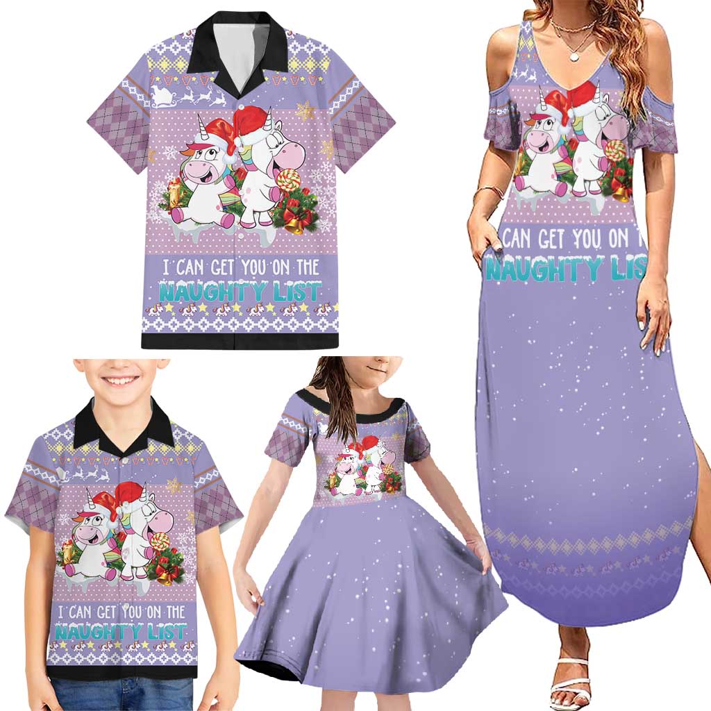Unicorn Naughty List Family Matching Summer Maxi Dress and Hawaiian Shirt Christmas Funny - Wonder Print Shop