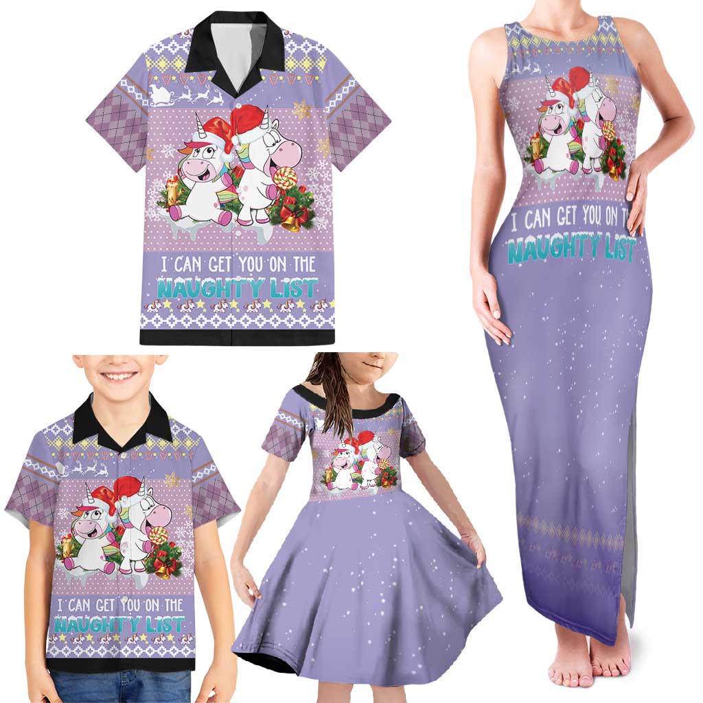 Unicorn Naughty List Family Matching Tank Maxi Dress and Hawaiian Shirt Christmas Funny - Wonder Print Shop