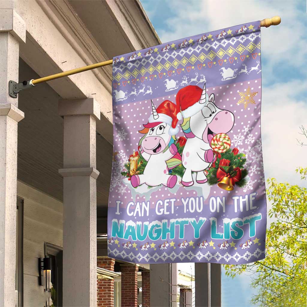 Unicorn Naughty List Garden Flag Christmas Funny - Wonder Print Shop