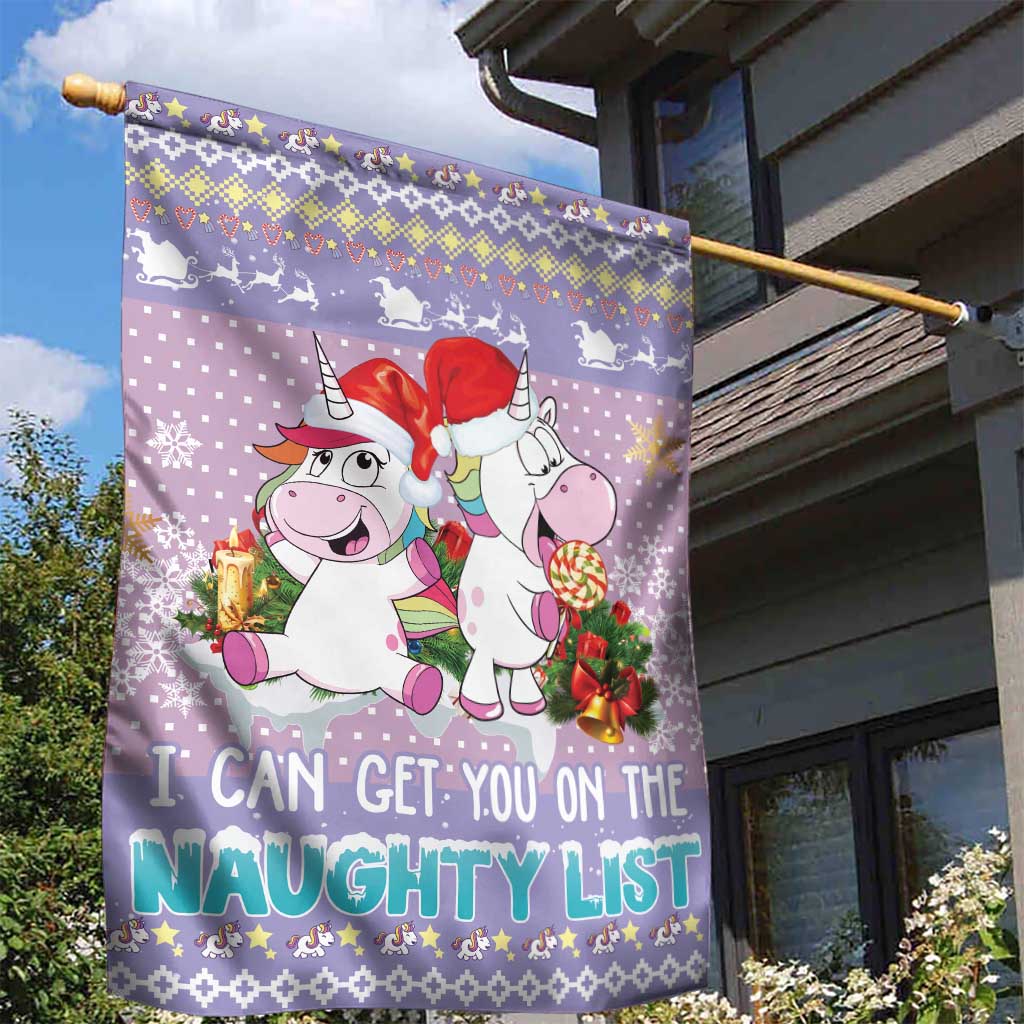 Unicorn Naughty List Garden Flag Christmas Funny - Wonder Print Shop